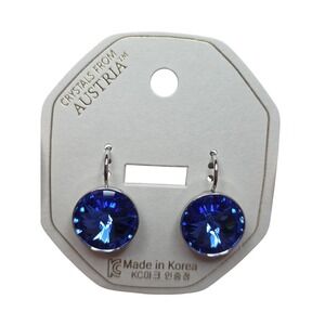 NEW Crystals Austria Royal Blue SwarovskiElements 15mm Leverback Earrings Round